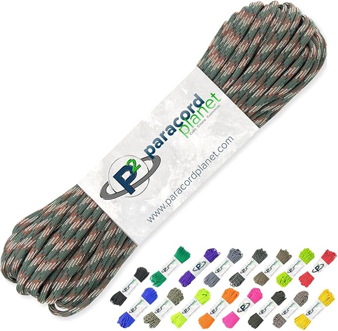 Paracord Planet 100' Hanks Parachute 550 Cord Type Iii 7 Strand Paracord Woodland Camo