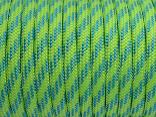 7 Strand Core 550lb Paracord Parachute Cord Lanyard Mil Spec Type III-100ft (Neon Green+Sky Blue(98#))