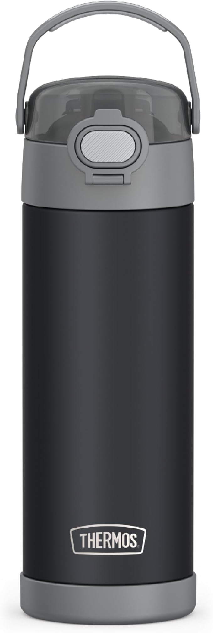 THERMOS FUNTAINER 16 Ounce Stainless Steel Vacuum Insulated Bottle with Wide Spout Lid, Matte Charcoal