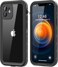 Protebox for iPhone 12 Waterproof Case with Built-in Screen Protector, Shockproof Dustproof Full Body Protective IP68 Waterproof Phone Case for iPhone 12 6.1 inch (Black/Clear)