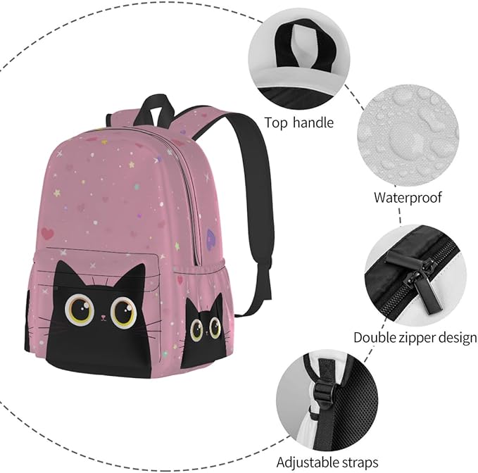 cfpolar 17 Inch Backpack Cute Cartoon Cats Laptop Bag Shoulder Bag School Bookbag Casual Daypack For Boys Girls,A-13
