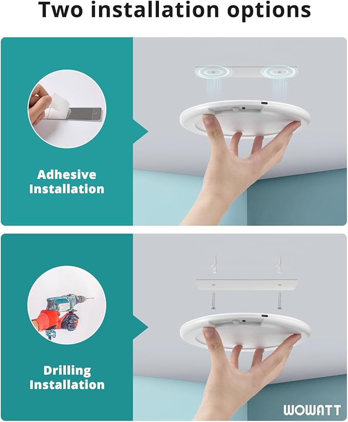 wowatt Battery Operated Ceiling Light Rechargeable Ceiling Lights with Remote Wireless Shower Lighting 3000K 4500K 6500K 7.48in Dimmable Timing Overhead Light for Closet Shower Living Room