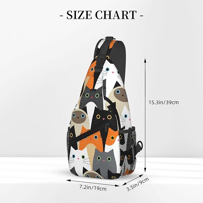 Cute Cats Sling Bag For Women Men Fashion Print Backpack Crossbody Shoulder Bag Sling Backpack Chest Bag Travel Hiking Casual Sport Daypack