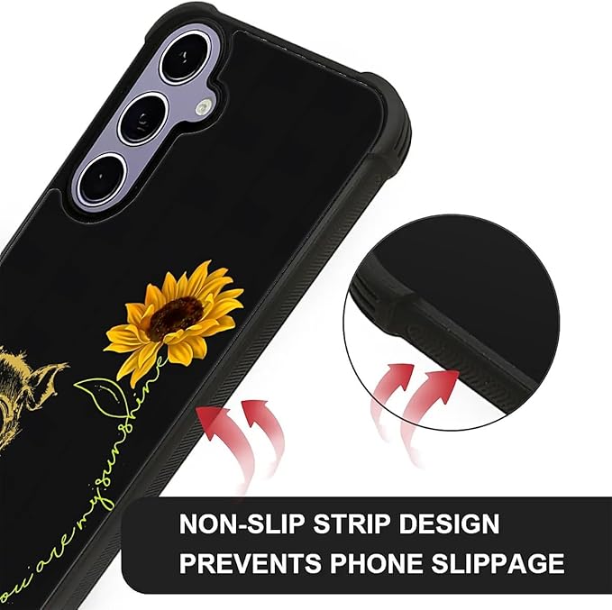 for Samsung Galaxy S24 S25 Case, Pig Sunflower Yellow Sunshine Pattern Graphic Design Girl Boy Soft Silicone Hard Acrylic Shock Protection for Samsung Galaxy S24 S25