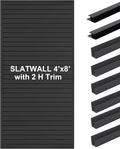FRAYSCENT Slat Wall Paneling Garage Slat Wall Storage Systems Slatwall Panels Power Tool Organizer Wall Mount, PVC Garage Storage & Organization Products Slate Board (Black, 8ftx4ft with 2H Trim)