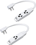 DEWENWILS 3 Outlet Extension Cord with Flat Plug Christmas, 1FT 16/3 Awg Grounded Power Cable for Indoor Use, SPT-3 Cord, White, ETL Listed, 2 Pack