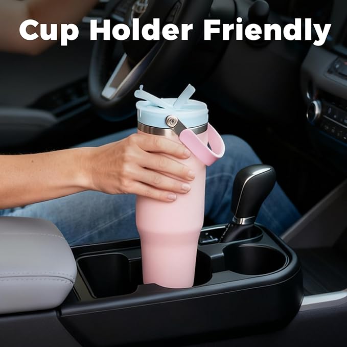 40 oz Insulated Stainless Steel Bottle with 2-in-1 Straw and Spout Lid, Water Bottle with Carry Handle Keep Cold 24H, Leak-Proof, Fits in Car Cup Holder, Travel, and School（Blue）