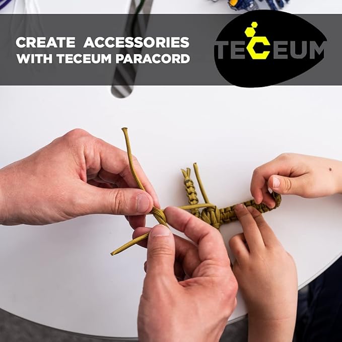 TECEUM 5/32" Paracord Rope 1000 – 1000ft / 200ft / 100ft / 50ft – Tactical Parachute Cord 4mm – 45+ Colors – Nylon String for Survival & Camping Gear – Stripe Cord for Survival – Utility Rope
