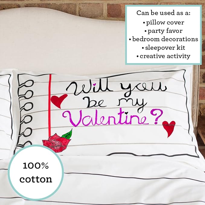 Coloring Pillowcase for Kids – Reusable DIY Pillow Cover with Washable Markers, Educational Arts & Crafts Activity for Boys & Girls, Fun Gift for Creative Play, Machine Washable - eatsleepdoodle