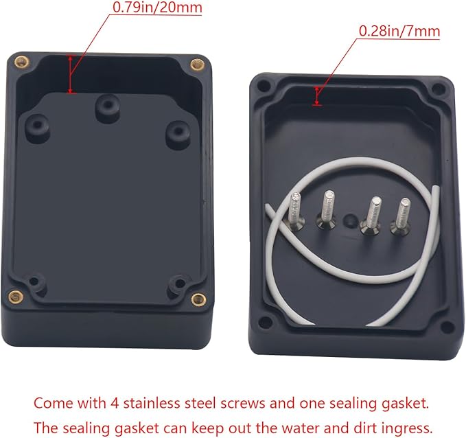 Project Box IP65 Waterproof Junction Box ABS Plastic Black Electrical Boxes DIY Electronic Project Case Power Enclosure 3.3 x 2.3 x1.3 Inch(83 x 58 x 33)