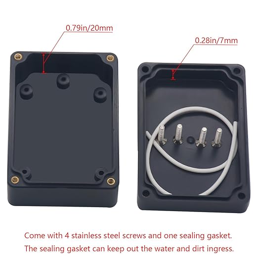 Project Box IP65 Waterproof Junction Box ABS Plastic Electrical Boxes DIY Electronic Project Case Power Enclosure 3.3”x2.3”x1.3”