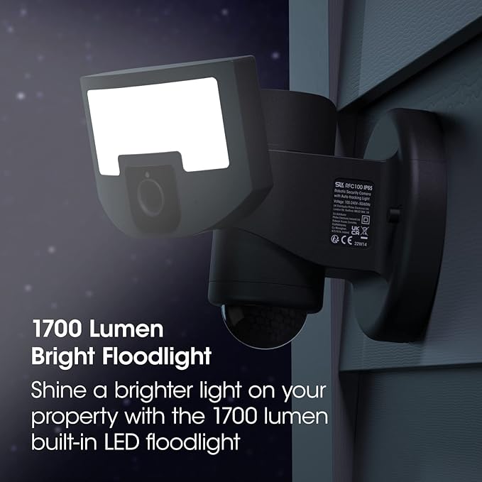 Philex Security Light Motion Outdoor, Motion Sensor, 1700 Lumen Floodlight, WiFi Camera with App Control, IP65 Weatherproof with 3 Zone Intruder Detection, 210° Field of Vision