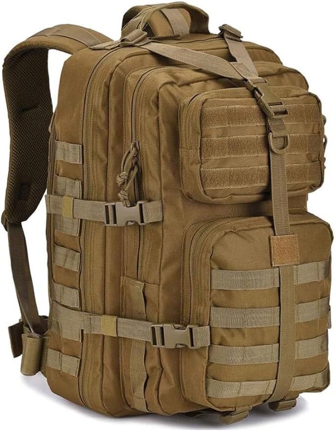 REEBOW GEAR Tactical Backpack for Men Army Molle Military Style Assault Pack Bug Bag Backpacks Daypack (40L Tan)