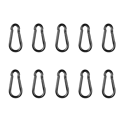 Black Carabiner, Heavy Duty Galvanized Steel Spring Snap Hook Carabiner Clips with 120LBS Holding Capacity, Ideal for Outdoor, Hammock, Swing and Travel (10PCS M4 1.6Inch)