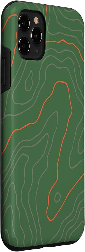 Backcountry Topo Guide Orange Lines Topographical Map Case for iPhone 11 Pro Max