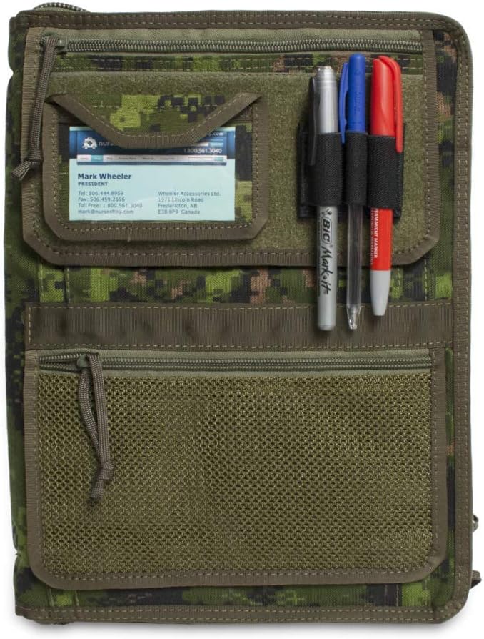 Tactical Notebook Covers Tactical Admin Notebook Cover System | Zippered Map Case | Fits US Standard Size Paper 8.5” x 11” & A4 Notebooks | Durable Field Organizer (Canadian Digital Camo)