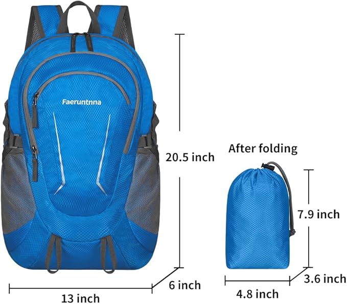 30L Large capacity Lightweight Packable Foldable Backpack，women and men Hiking backpack，Outdoors Travel Backpack (Blue)
