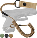 TECEUM Tactical Pistol Lanyard – 3+ Colors – Equipment Accessories for Military, Police, Security & Personal Use – Spring Safety Strap with D-Ring Keeper – Anti-Loss Elastic Coil for Belt or MOLLE