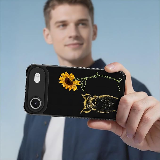 for iPhone 17 Air Case,for MagSafe Graphic Design for Girl Boy Soft Silicone Hard Acrylic Shock Protection Designed for iPhone 17 Air Pig Sunflower Yellow Sunshine Pattern