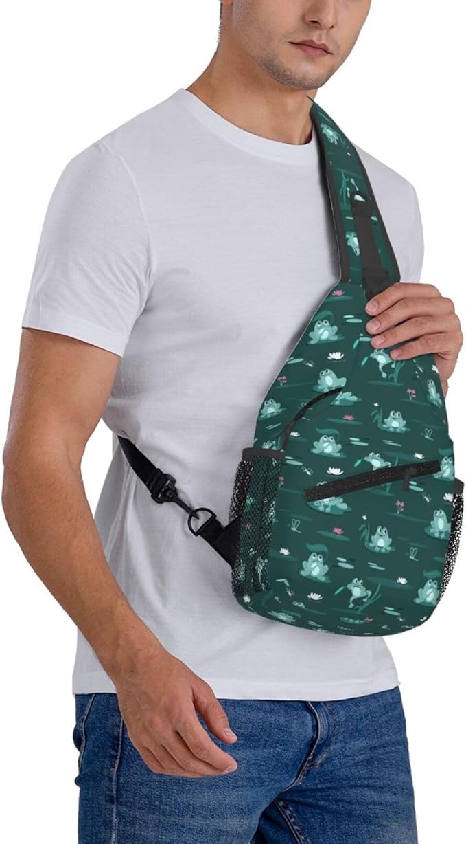 Funny Frogs In The Swamp Sling Bag For Women Men Fashion Backpack Crossbody Shoulder Bag Sling Backpack Chest Bag Travel Hiking Casual Sport Daypack