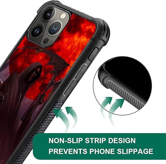 for iPhone 16 Pro Max Case, Death by The Red Moon Pattern Graphic Design Girl Boy Soft Silicone Hard Acrylic Shock Protection for iPhone 16 Pro Max