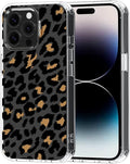 MOSNOVO Case for iPhone 14 Pro Max, [Buffertech 6.6ft Military-Grade Drop Protection] [Anti Peel Off Tech] Clear TPU Bumper Phone Case Cover Design - Leopard Print