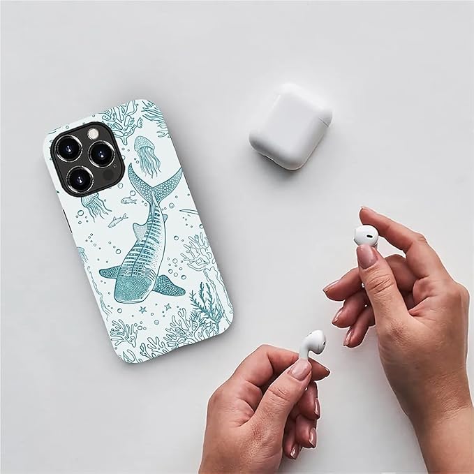for iPhone 12 Pro Max Case,HH2 Ocean Whale Shark Hybrid 2 Layer Hard Shell Silicone Protective Pattern Design Case