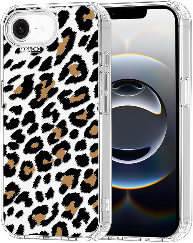 MOSNOVO for iPhone 17e Case/iPhone 16e Case, Shockproof Military-Grade Protection 6.6ft Drop Tested, Clear Phone Case for iPhone 16e / iPhone 17e, Leopard Print Design