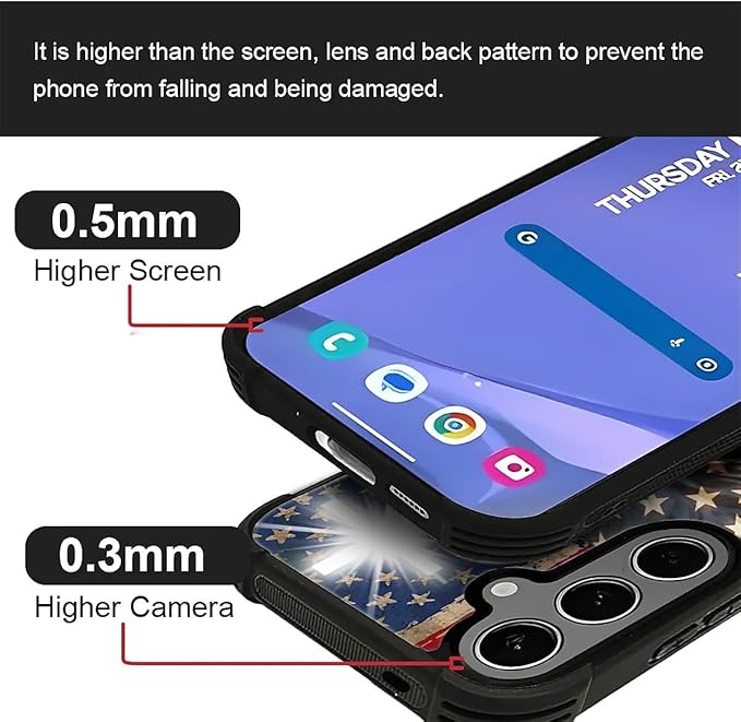 for Samsung Galaxy S24 S25 Plus Case, Red American Flag Horse Cross Pattern Graphic Design Girl Boy Soft Silicone Hard Acrylic Shock Protection for Samsung Galaxy S24 S25 Plus
