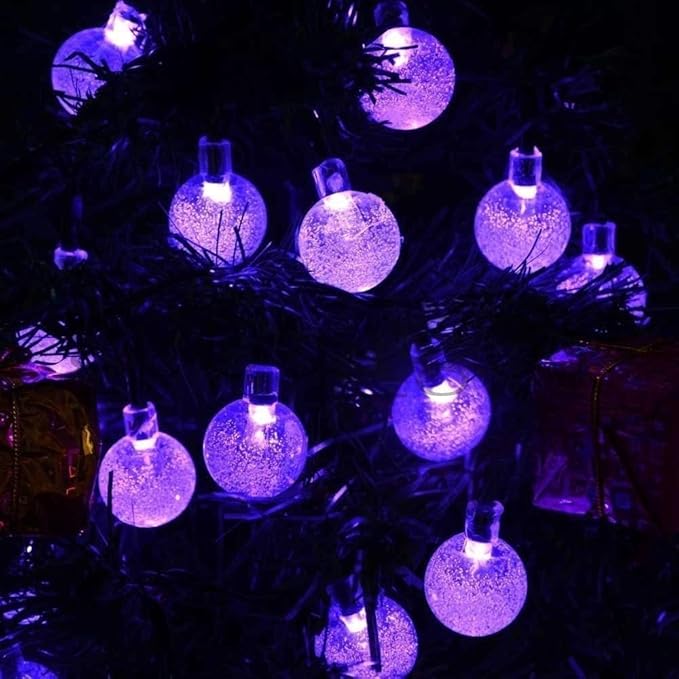 Toodour Solar String Lights Outdoor, 56ft 100 LED Globe String Light with 8 Mode, Waterproof Crystall Ball Lights Solar Patio Lights for Garden, Lawn, Patio, Gazebo, Yard, Outdoor Decor - Purple