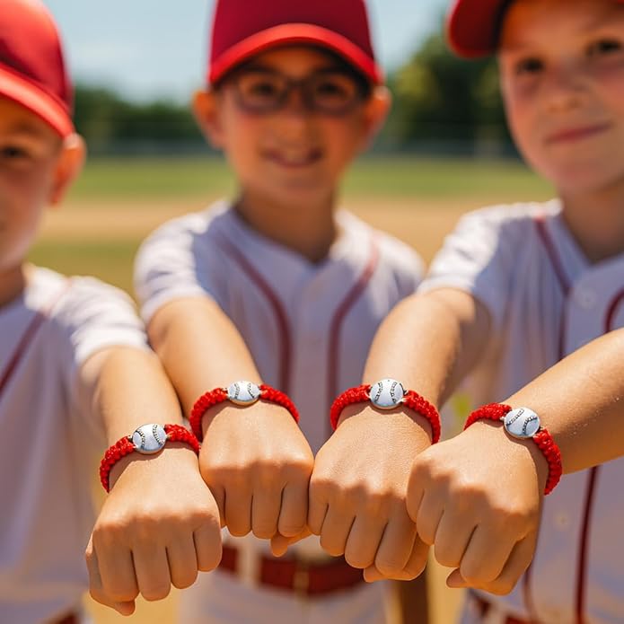 Sportybella - Baseball Bracelet, Baseball Jewelry, Adjustable Braided Baseball Bracelet, Baseball Gifts, Baseball Accessories