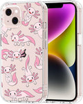 MOSNOVO for iPhone 13/14 Case | Military Grade 6.6ft Drop Tested | Clear with Pink Axolotl Design