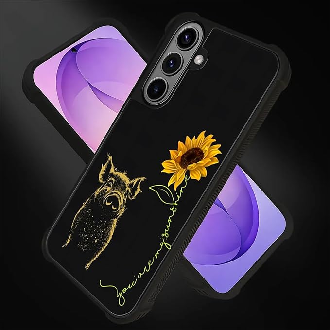 for Samsung Galaxy S26 Case,Graphic Design for Girl Boy Soft Silicone Hard Acrylic Shock Protection Designed for Samsung Galaxy S26 Pig Sunflower Yellow Sunshine Pattern