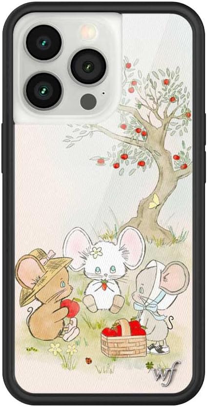 Wildflower Cases - Compatible with iPhone 13 Pro | Protective Black Bumper, 6.5ft Drop Test Certified, Women Owned Small Business | Animals Picnic Dainty Aesthetic Cute Trendy | Mice Friends
