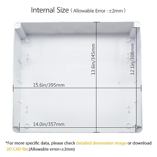 LeMotech Junction Box, Electrical Box IP65 Water Resistant Dustproof ABS Plastic Project Enclosure for Electronics White 15.7 x 13.8 x 4.7 inch