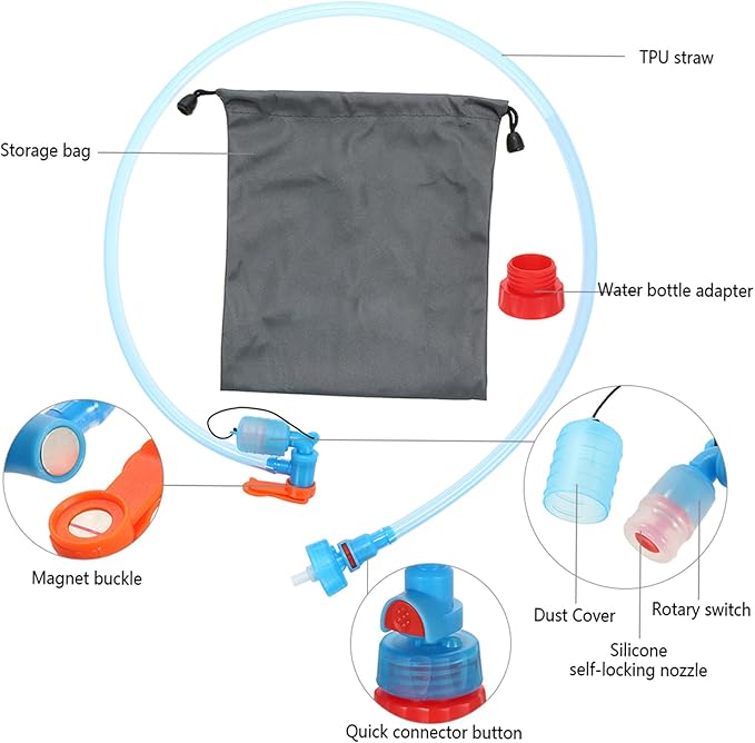 Hydration Drinking Tube - Hydration System Kit Hose Hydration Bladder Reservoir Pack Backpack System Hose Kit Water Bottle Tube Adjuster