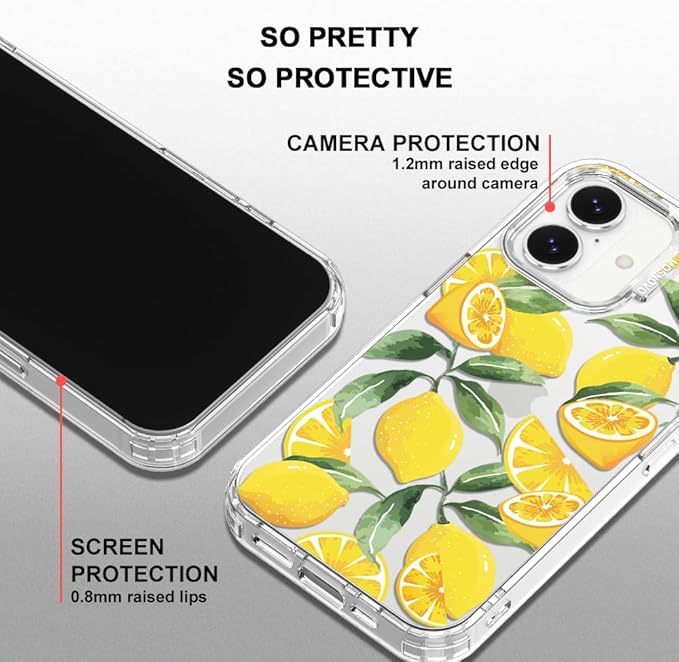 MOSNOVO for iPhone 17 Case | Military Grade 6.6ft Drop Tested | Camera Control | Clear with Lemon Design