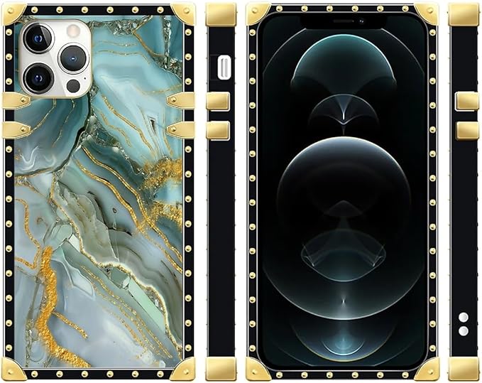 Compatible with iPhone 12 Pro Max Case, Golden Texture Marble Veining Luxury Golden Decoration for Girl Women Soft TPU Shockproof Protective Hard PC Back for iPhone 12 Pro Max