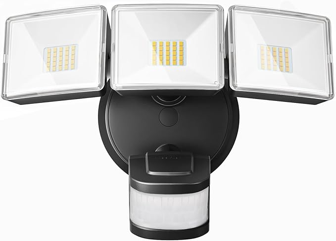 OREiN 4500LM Motion Sensor Outdoor Flood Light for Home Security, Bright Without Glare, 180° Wide Angle 50FT Range, 3 Modes Dusk to Dawn LED Light for Garage Yard Driveway (Hardwired)