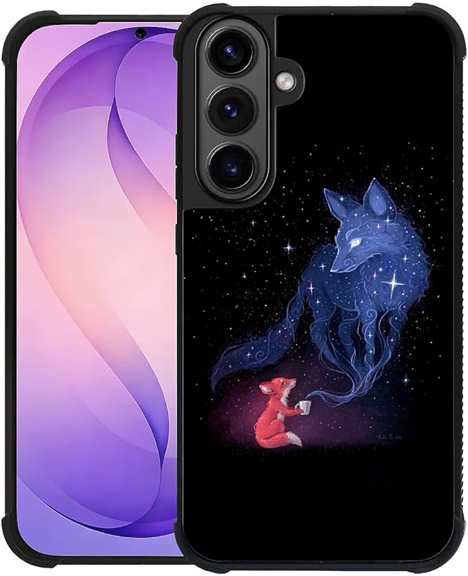 for Samsung Galaxy S26 Plus Case,Graphic Design for Girl Boy Soft Silicone Hard Acrylic Shock Protection Designed for Samsung Galaxy S26 Plus Galaxy Fox Wolf Pattern