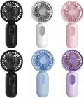 Mini Portable Fan 6 Pack, Cute Handheld Battery Operated Lightweight Small Personal Fans with 3 Speeds and USB Rechargeable Eyelash Fan for Stylish Girl Kids Women Men Office Outdoor Travel Camping