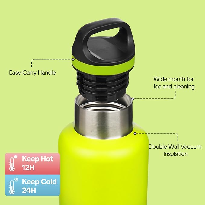 BJPKPK Insulated Water Bottle 32OZ Stainless Steel Water Bottle with Handle Double Walls Vacuum Insulated BPA Free Flask, Bamboo Grove