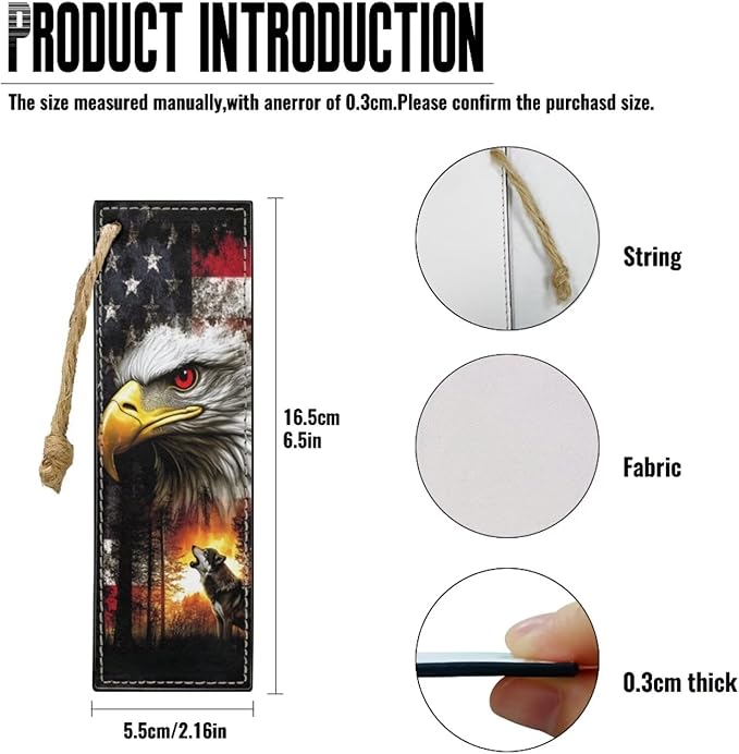 Small Bible Cover Case for Women Men American Flag Wolf Bald Eagle Print PU Leather Bible Case with Bookmark Church Bag Book Carrying Case Bible Cover for Women Men Bible Case for Men Women