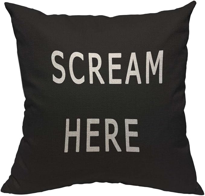 TKS MITLAN Scream Here Pillow Cover 18x18 inch Black White Phrase Pillows Decorative Throw Pillows Farmhouse Decor for Home Cushion Case