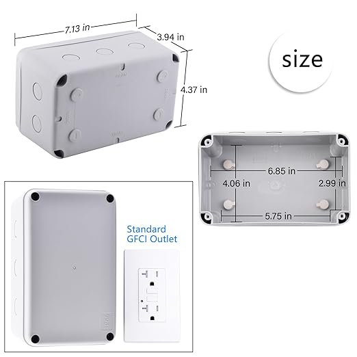 NineLeaf IP66 Waterproof Junction Box Outdoor, 7 1/8" x 4 1/2" x 4" White Electrical Enclosure, Weatherproof Project Box for Garden, CCTV, Garage, Workshops, DIY Wiring,1PK