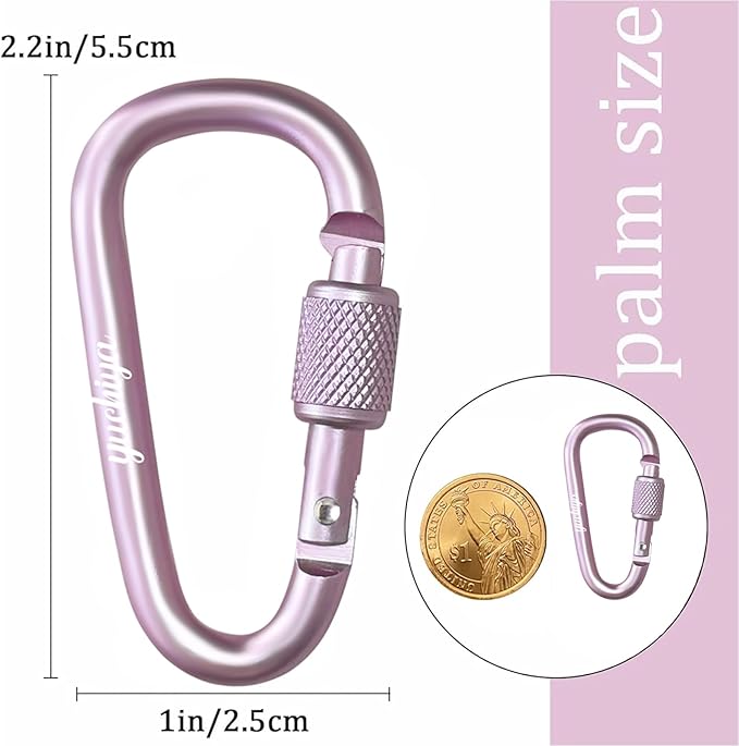 YUCHIYA 8 Pack D-Shape Carabiner Clasp with Screw Gate, 2.2 Inch Mini Keychain Clip Key Chain Buckle, Aluminum Alloy Keyrings Hook for Outdoor Hiking not for Climbing