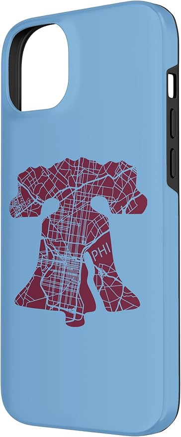 Philadelphia Street Map Liberty Bell Vintage Maroon Philly Case for iPhone 14 Plus