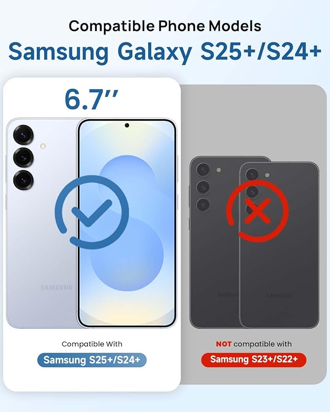 Lanhiem for Samsung Galaxy S25+ S24+ Plus Phone Case with Tempered Glass Screen Protector, Shock Absorption, Anti-Scratch Shockproof Case Cover for Samsung S25+ Plus S24 Plus, Black