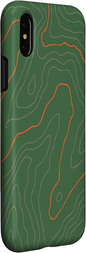Backcountry Topo Guide Orange Lines Topographical Map Case for iPhone X/XS