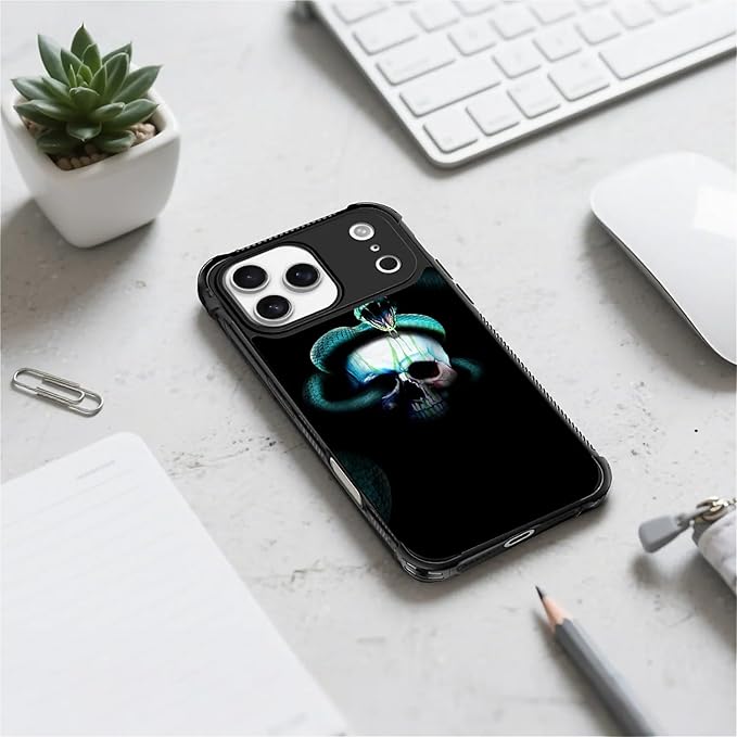 for iPhone 17 Pro Max Case,for MagSafe Graphic Design for Girl Boy Soft Silicone Hard Acrylic Shock Protection Designed for iPhone 17 Pro Max Skeleton Winding Snake Pattern